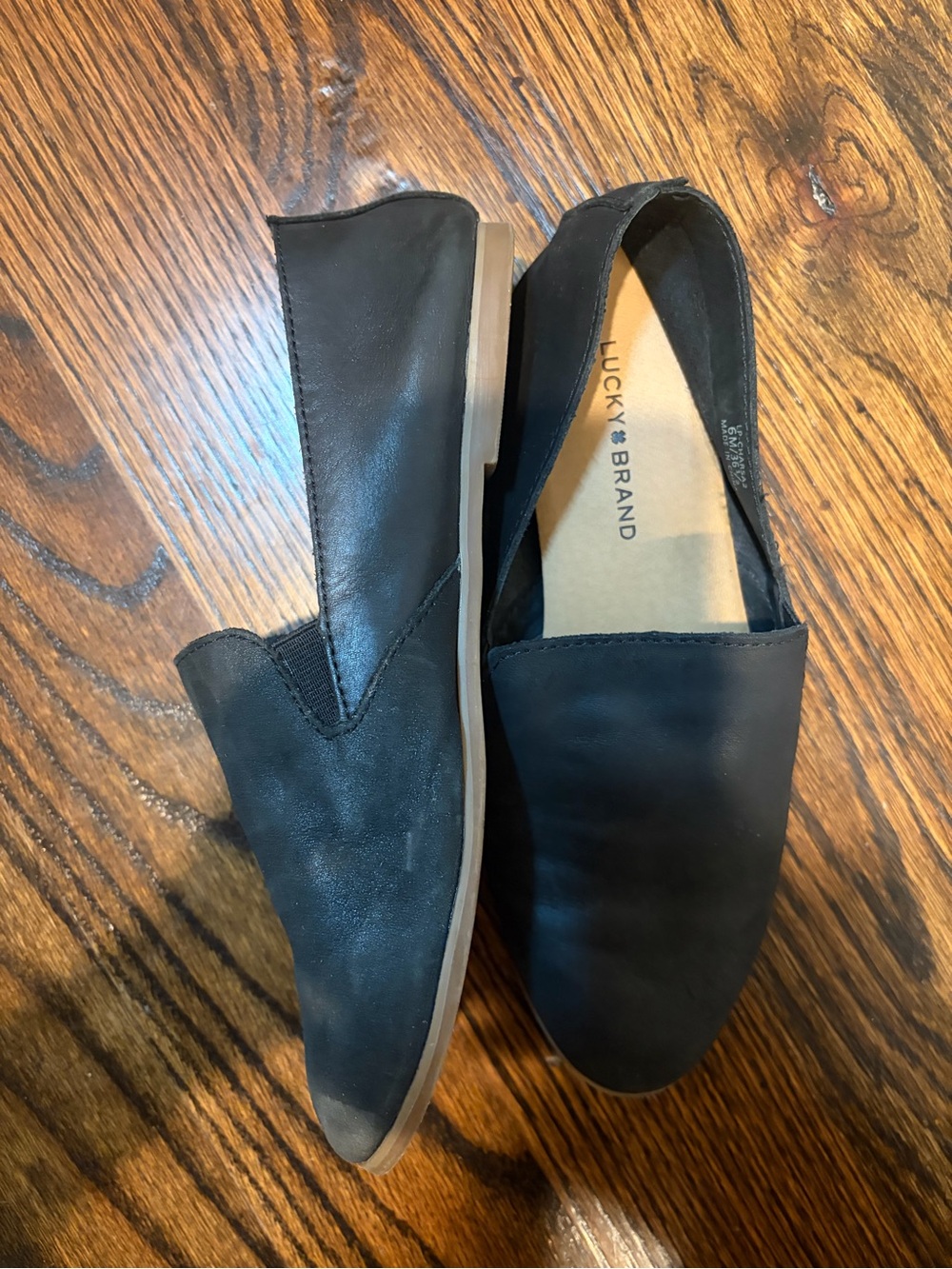 Lucky Brand Womens Cahill Flats Loafers in black leather